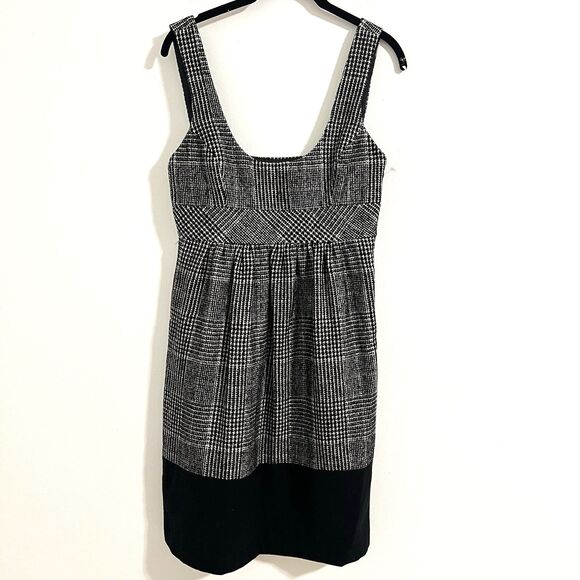 Zara Basic Houndstooth Tweed Midi Dress Size XS Sleeveless Textured Wool Blend - Picture 1 of 7